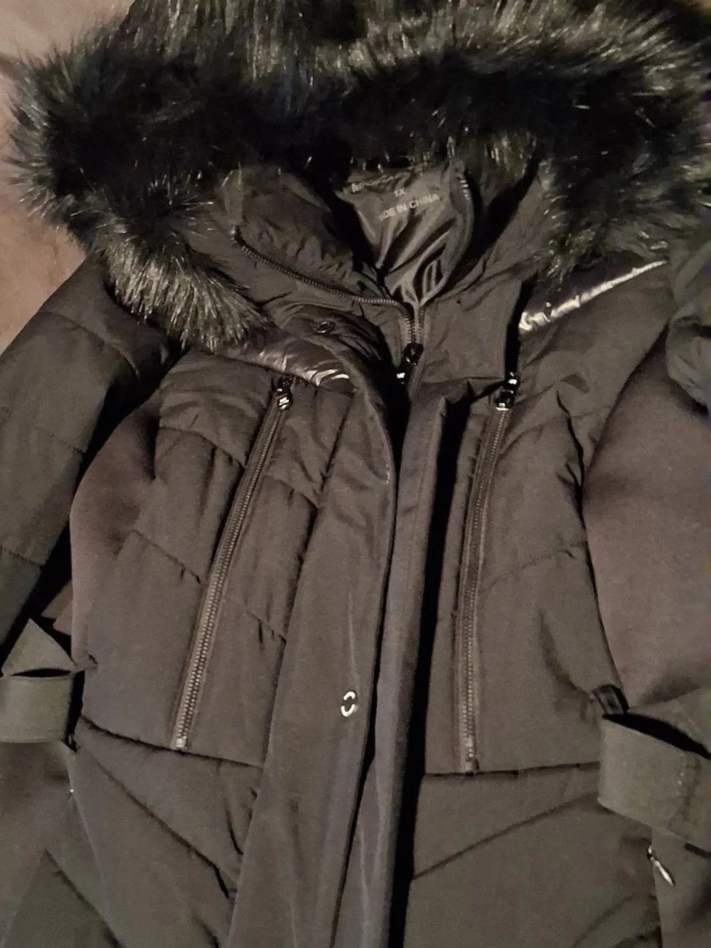 Michael Kors Black Quilted Hooded Belted Puffer Coat